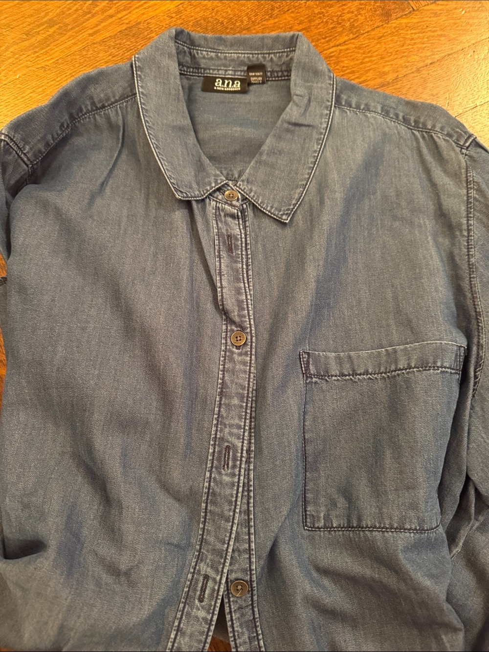 a.n.a Men's Lightweight Denim Button-Down Shirt in Blue